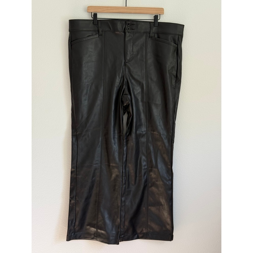 Torrid Faux Leather Wide Leg Pants 20S Black High Rise Chic Trendy Vegan Edgy